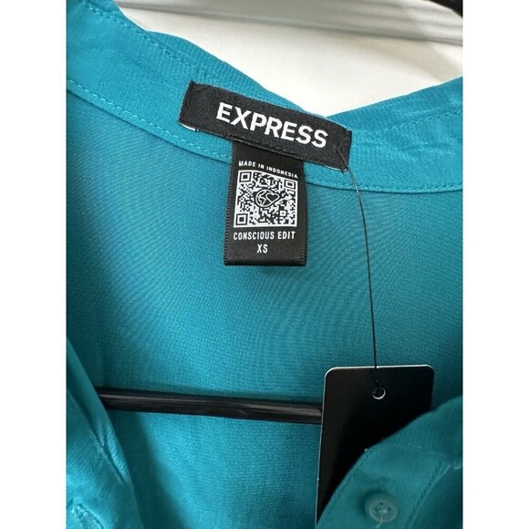 Express Drop Waist Dress XS New! Green Jade Teacher Work Flowy - Picture 2 of 5